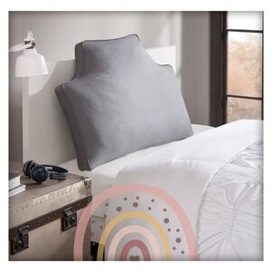 NWT Gray Canvas Oversized Headboard Pillow — 100% Cotton